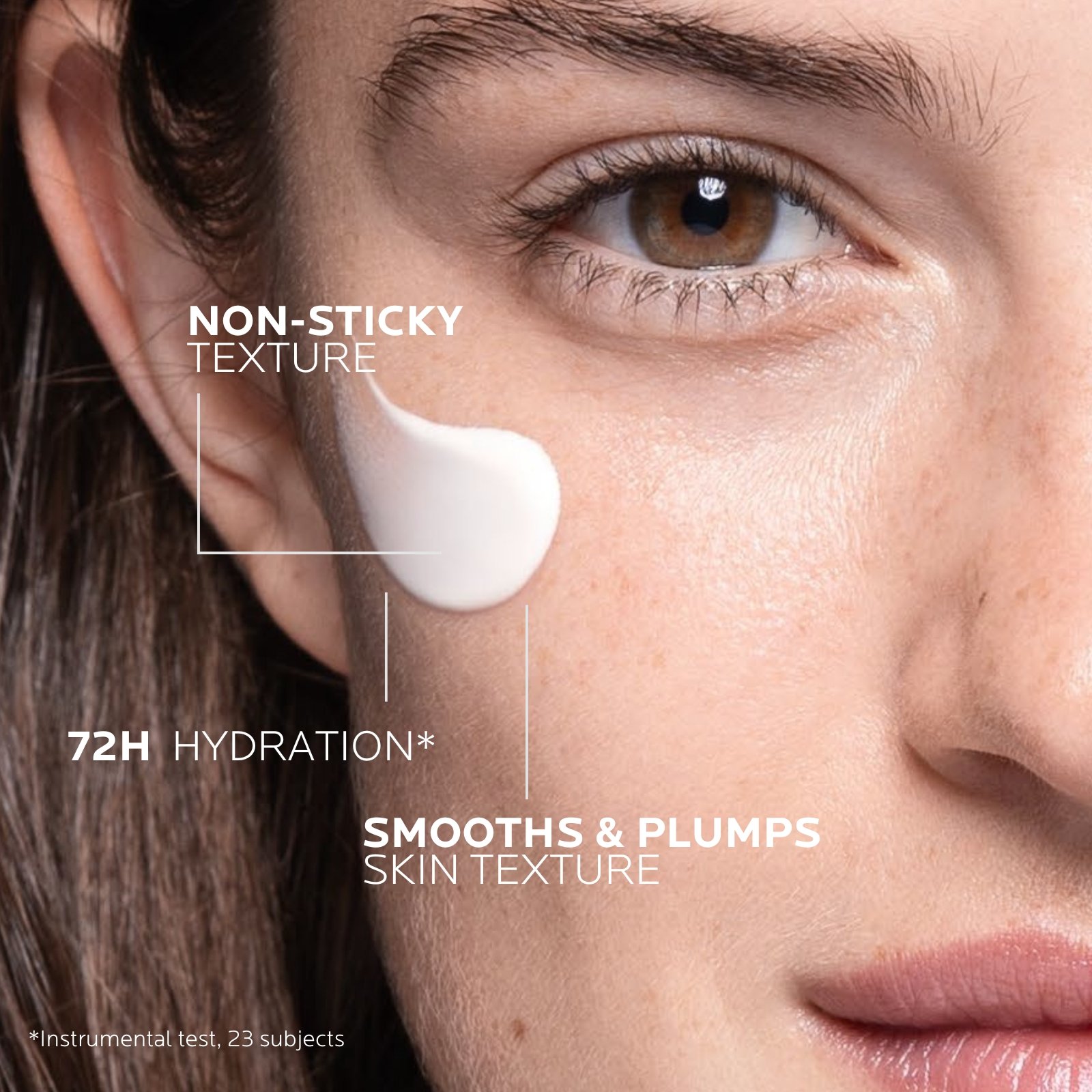 Woman with Hyalu B5 Hyaluronic Acid Moisturiser on skin